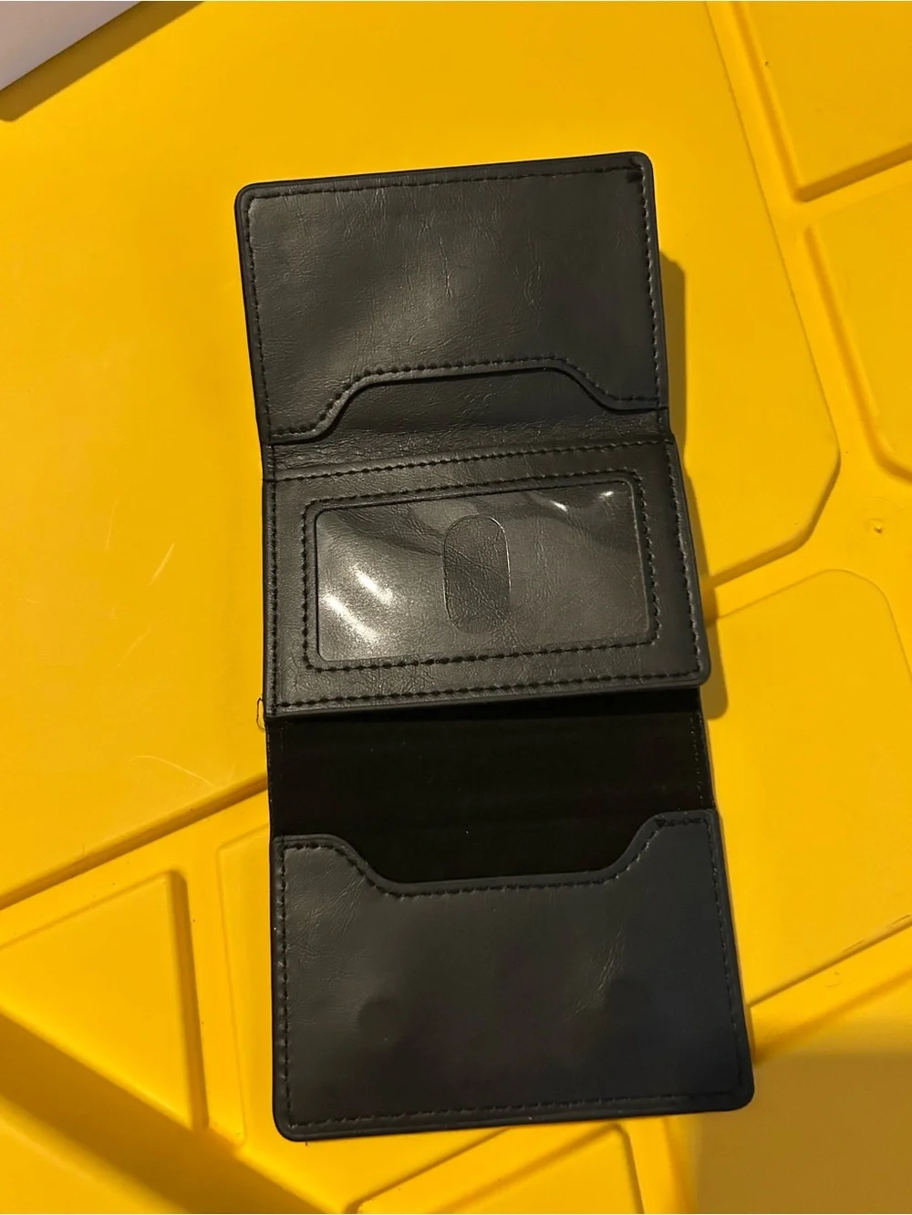Black Men's Bifold Card Wallet - Leather ID Window